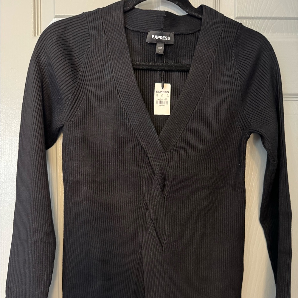 NWT Express Fitted Twist Front V-Neck Sweater
